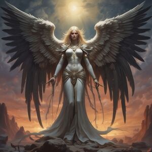 Majestic Angelic Art Print in White and Gold